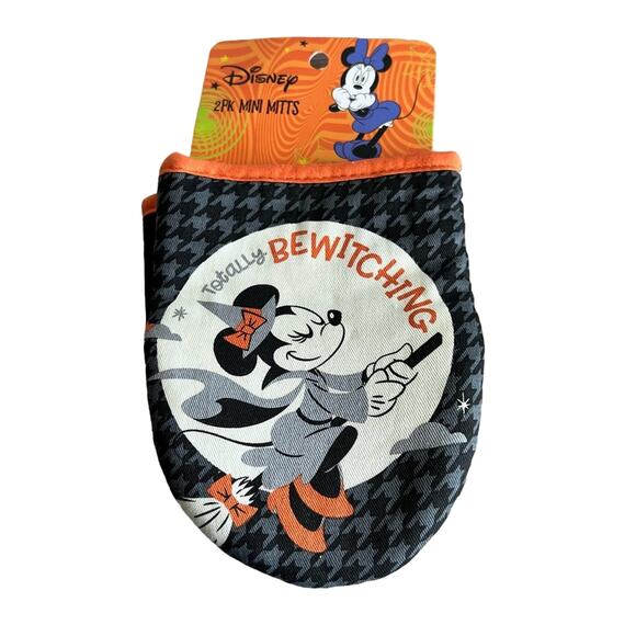 Minnie Mouse Black and Orange Halloween Themed Oven Mitts - Picture 1 of 3